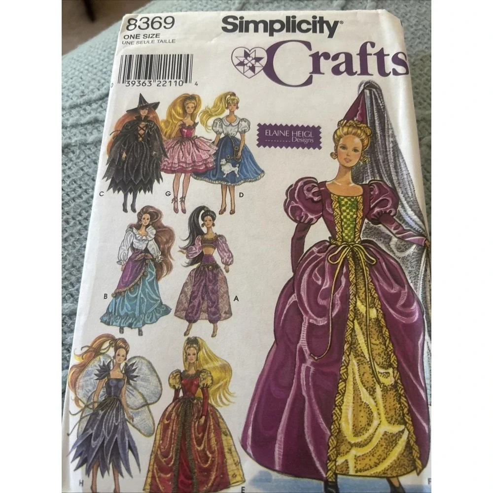 Simplicity 8369 Fashion Doll Clothes 11.5 Princess Witch Fairy Sew Pattern UNCUT